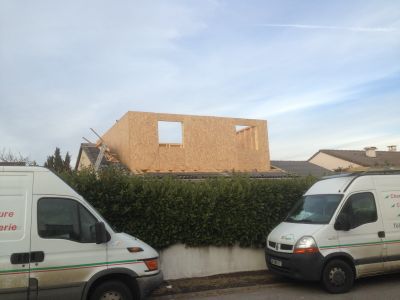 Surélévation ossature bois sur charpente fermette 4