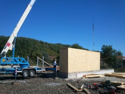 Construction bâtiment public, murs ossature bois 2