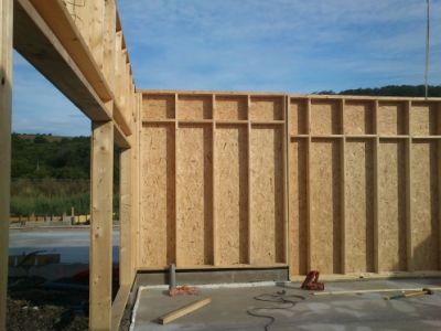 Construction bâtiment public, murs ossature bois 5
