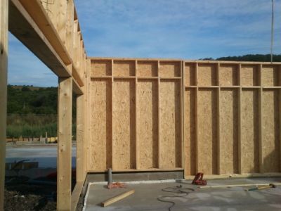 Construction bâtiment public, murs ossature bois 5