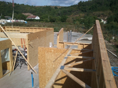 Construction bâtiment public, murs ossature bois 10